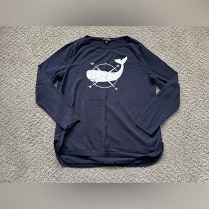 Talbots Petites Whale and Compass Navy Blue Crewneck Sweater - Size MP